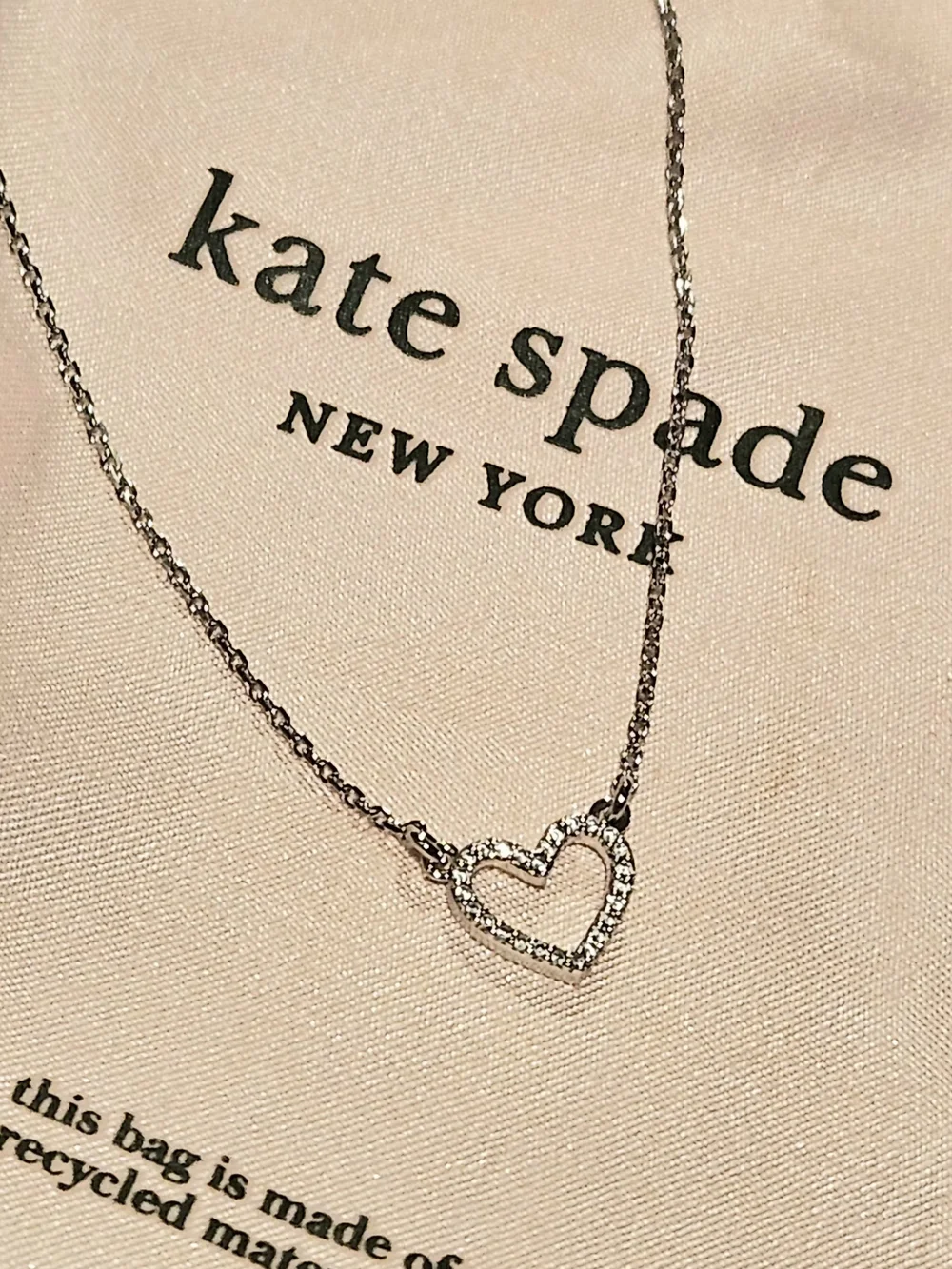Kate Spade Silver Open Heart Pavé Stud Earrings and Necklace
